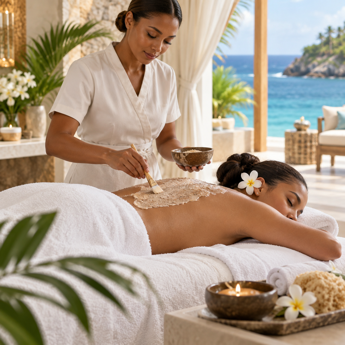 Luxury Back Facial in Curaçao with relaxing back skincare treatment
