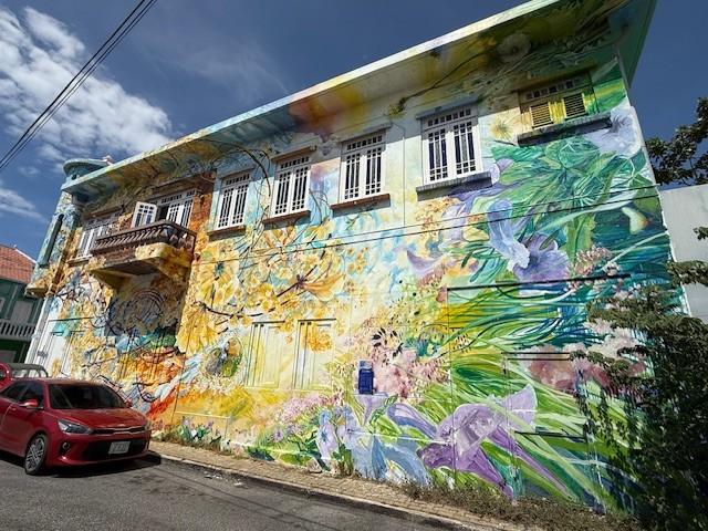 Colorful Willemstad mural on a private Curaçao island tour